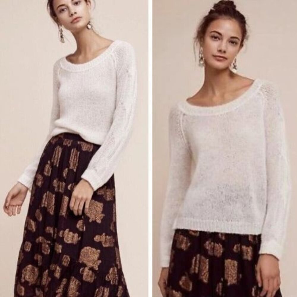 Anthropologie Rosie Neira Cropped Alpaca Spring Knit Sweater XS 54120